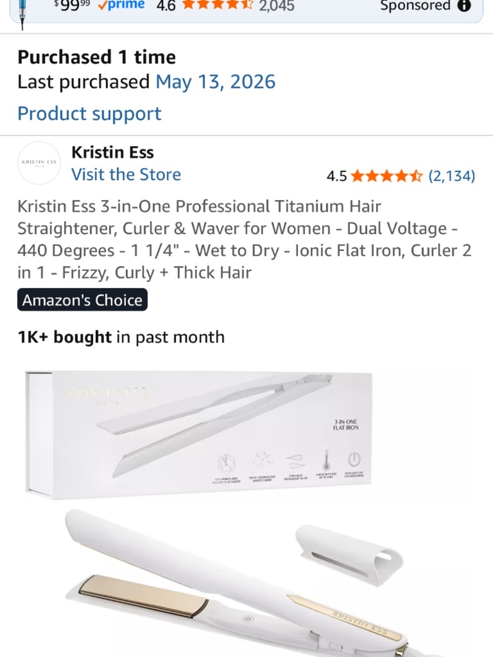 Kristin Ess 3 in one professional Kristin Ess 3-in-1 Titanium Straightener curl
